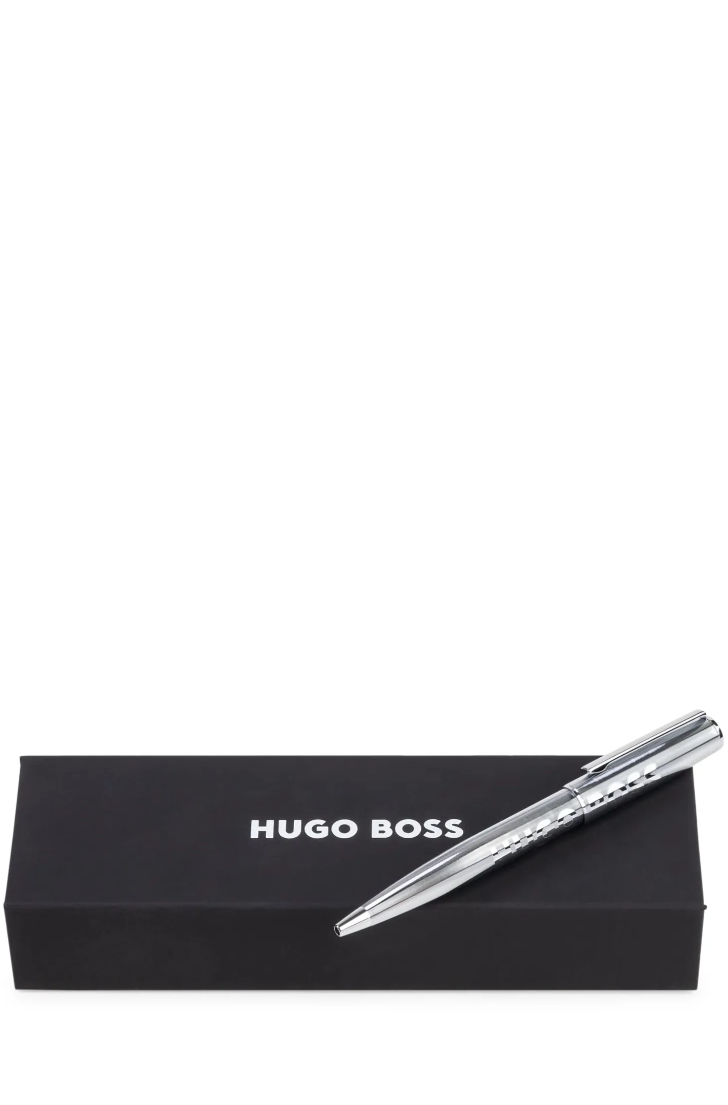 Chrome ballpoint pen with tonal logo