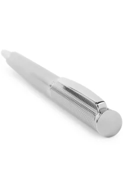 Chrome-plated ballpoint pen with diamond-cut engraving