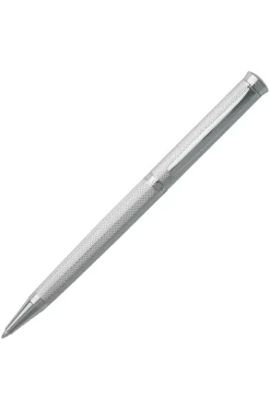 Chrome-plated ballpoint pen with diamond-cut engraving