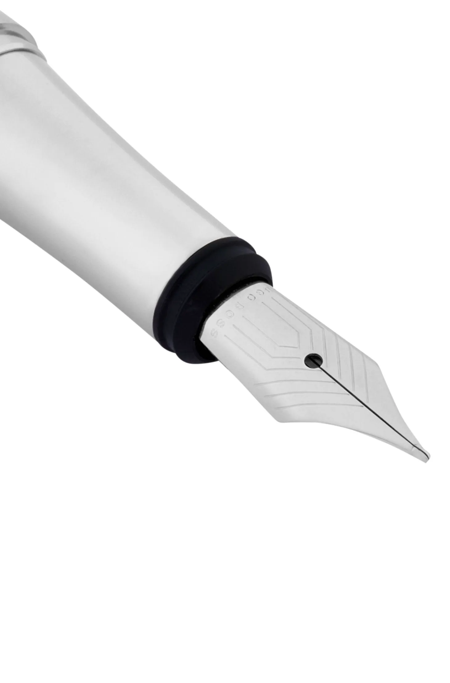 Chrome-plated fountain pen with black-lacquered cap