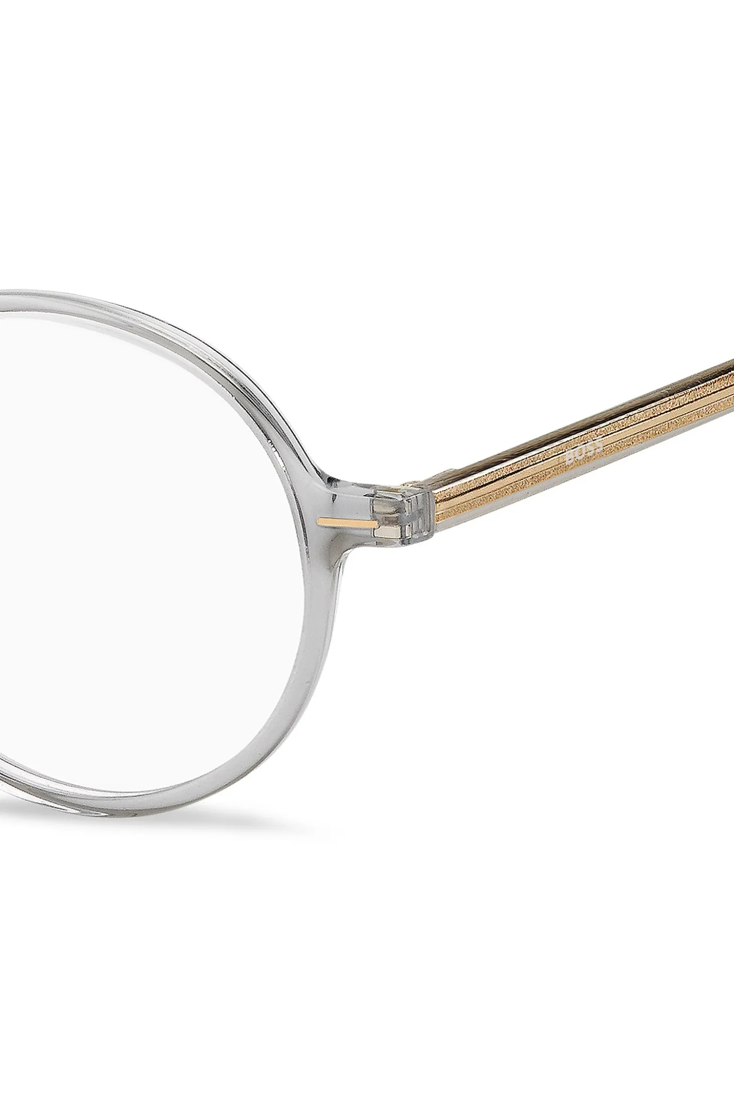 Clear-acetate optical frames with striped metal core wire