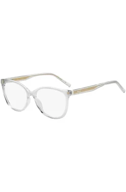 Clear-acetate optical frames with gold-tone core wire