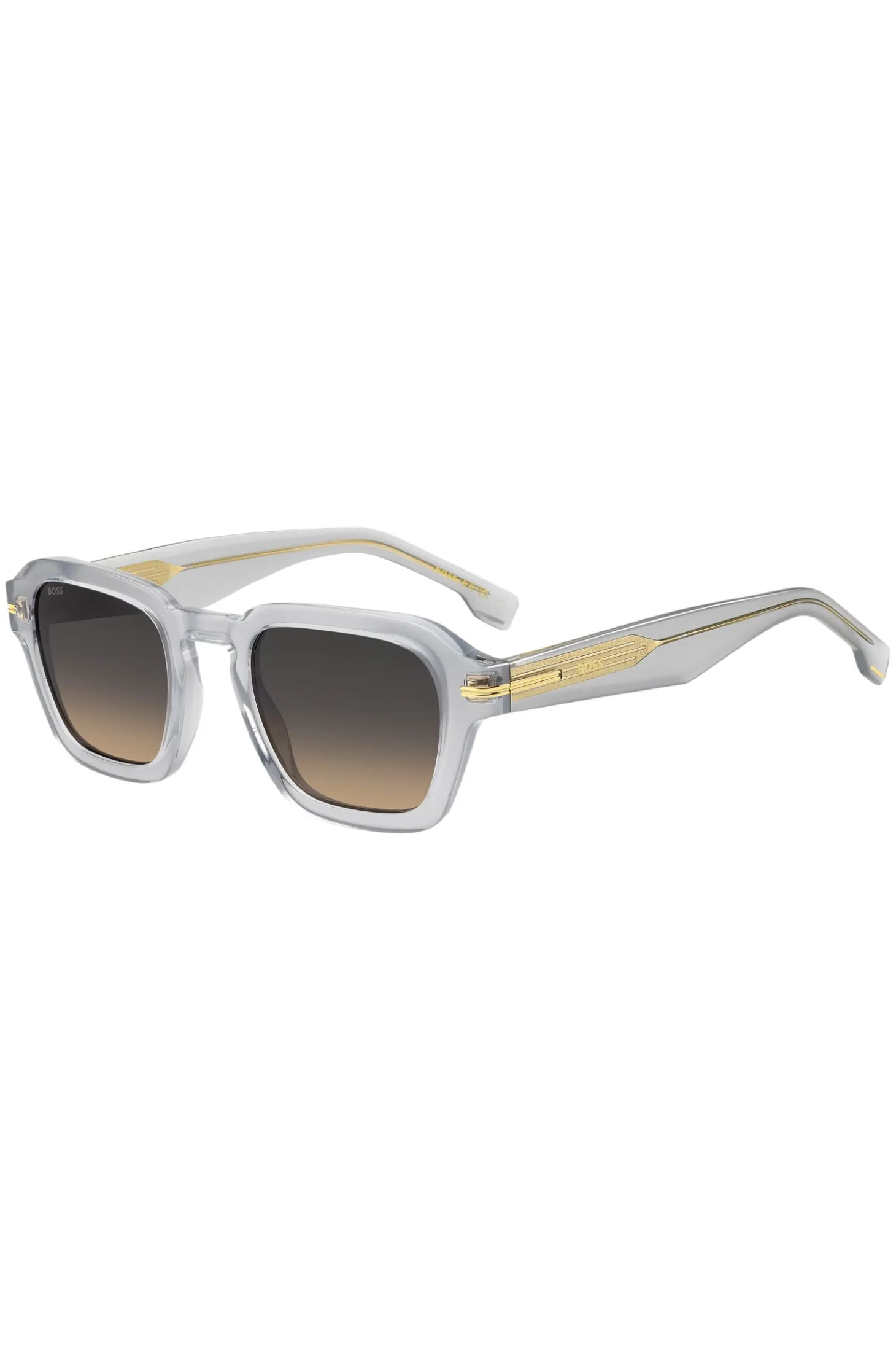 Clear-acetate sunglasses with temple stripe