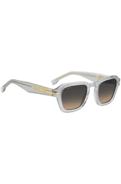 Clear-acetate sunglasses with temple stripe