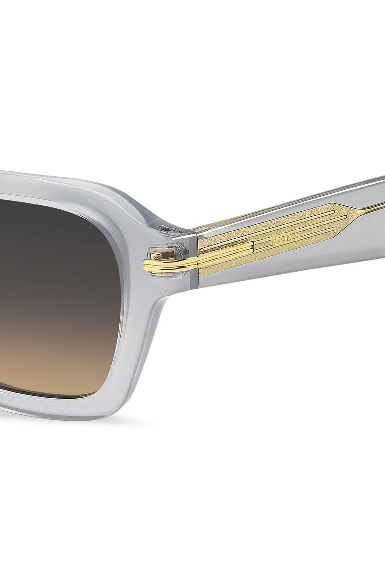 Clear-acetate sunglasses with temple stripe