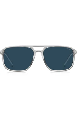 Clear-acetate sunglasses with rubber logo