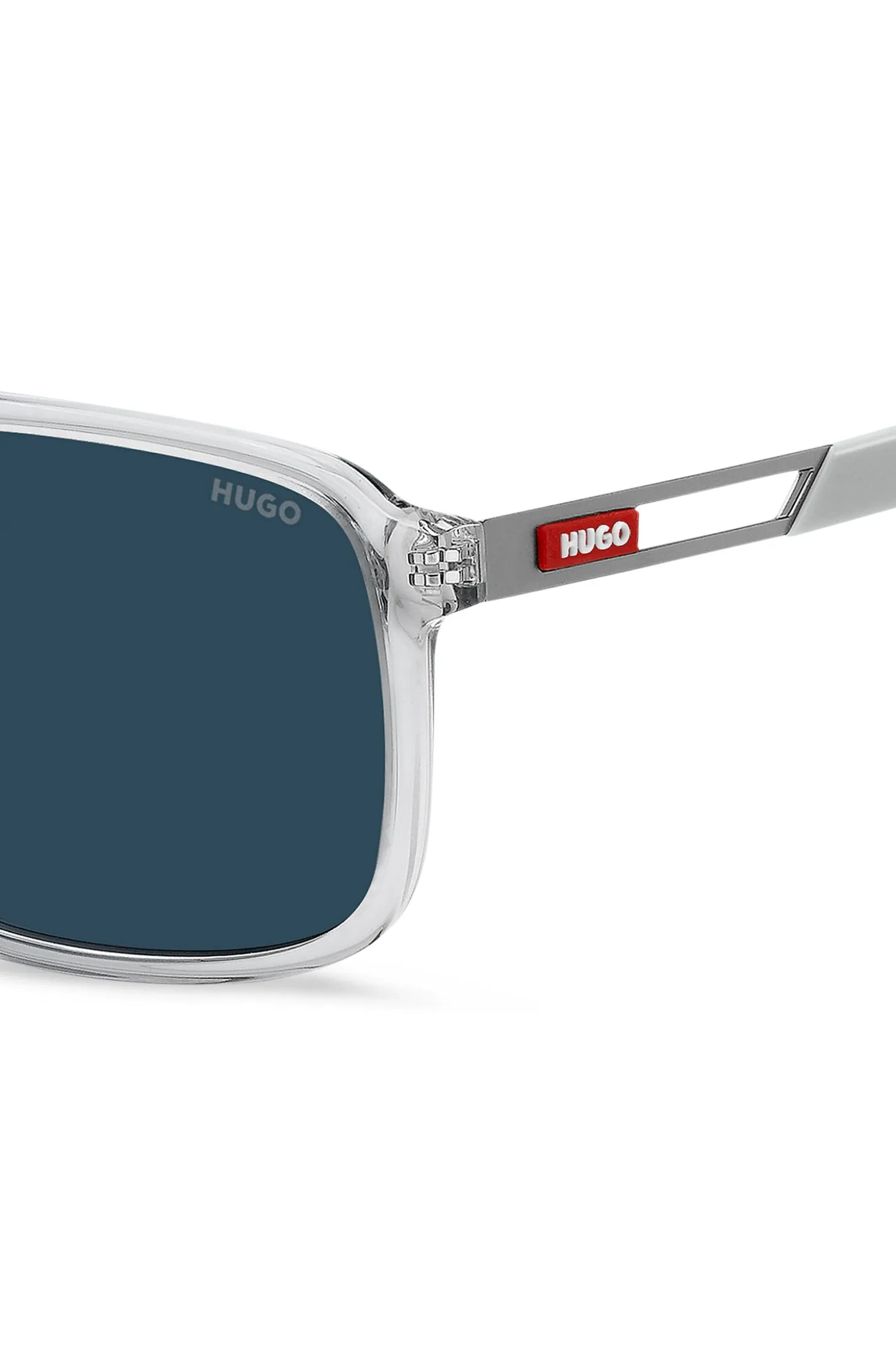 Clear-acetate sunglasses with rubber logo