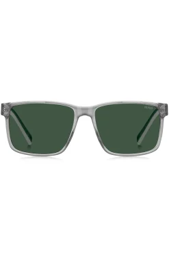 Clear-acetate sunglasses with white and green details