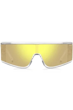 Clear-acetate sunglasses with yellow mask