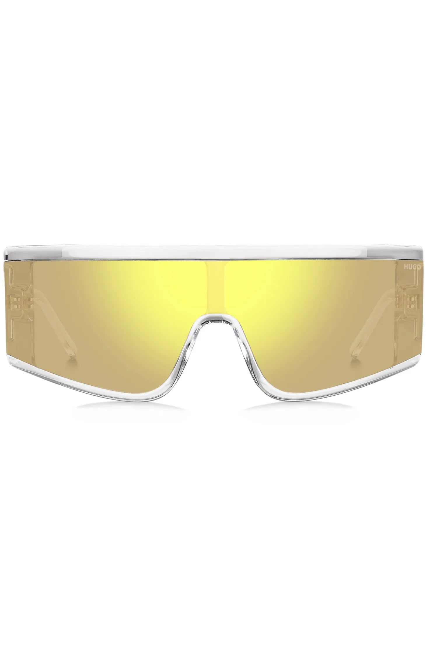 Clear-acetate sunglasses with yellow mask