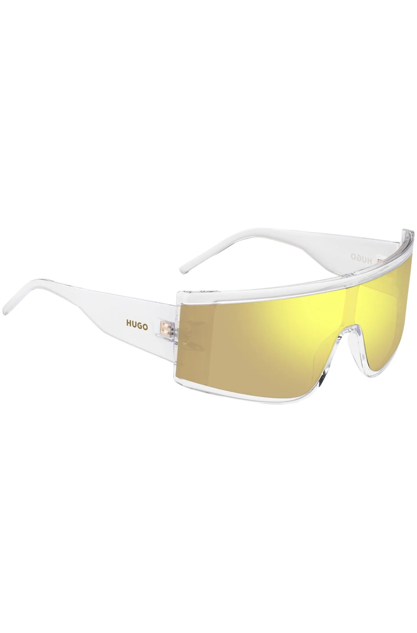 Clear-acetate sunglasses with yellow mask