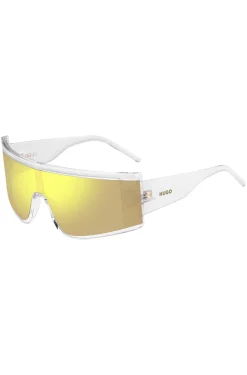 Clear-acetate sunglasses with yellow mask