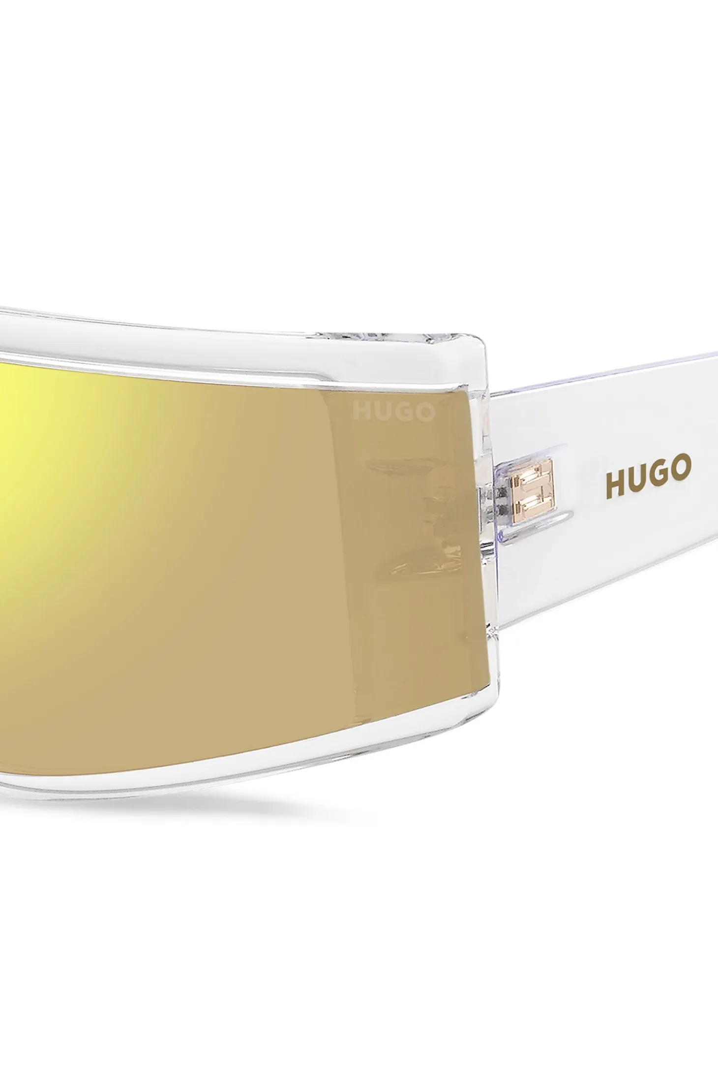 Clear-acetate sunglasses with yellow mask