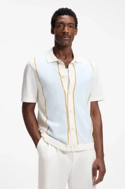 Colour-blocked cardigan with wing collar