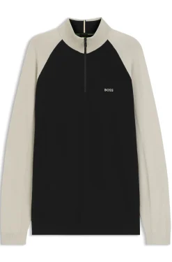 Colour-blocked sweater with zip neck