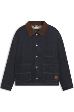 Contrast-collar jacket in indigo denim