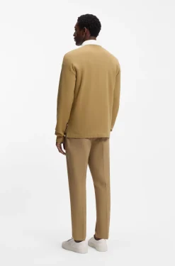 Contrast-collar sweater in cotton and virgin wool