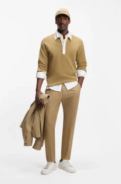 Contrast-collar sweater in cotton and virgin wool