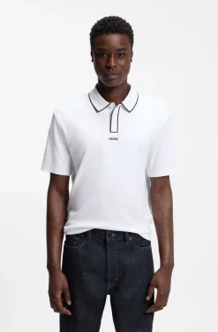 Contrast-tipped cotton polo shirt with logo
