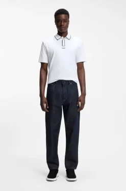 Contrast-tipped cotton polo shirt with logo