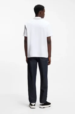 Contrast-tipped cotton polo shirt with logo