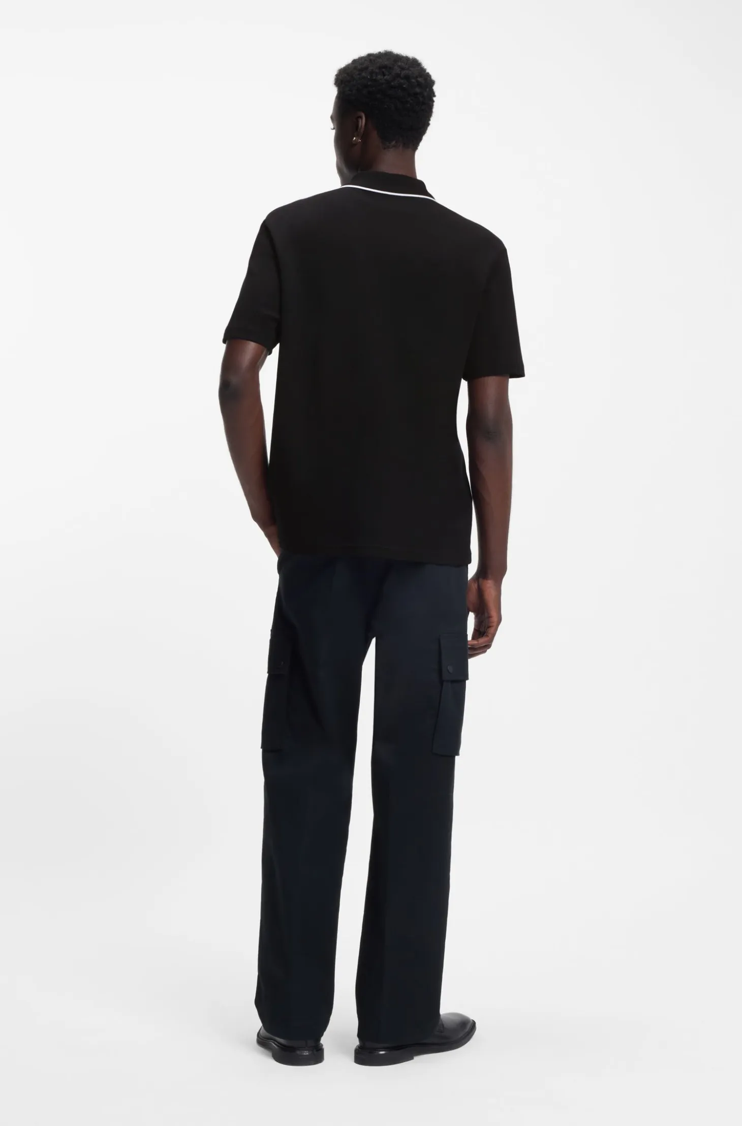 Contrast-tipped cotton polo shirt with logo