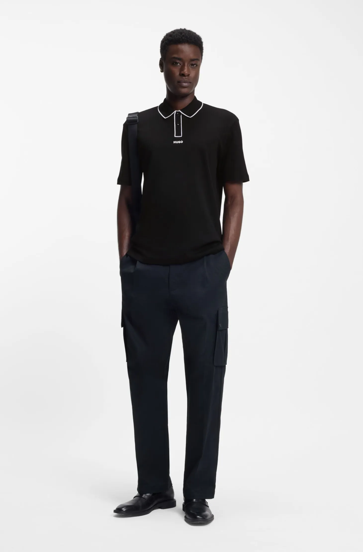 Contrast-tipped cotton polo shirt with logo