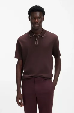 Contrast-tipped cotton polo shirt with logo