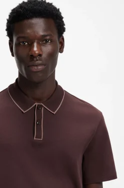 Contrast-tipped cotton polo shirt with logo