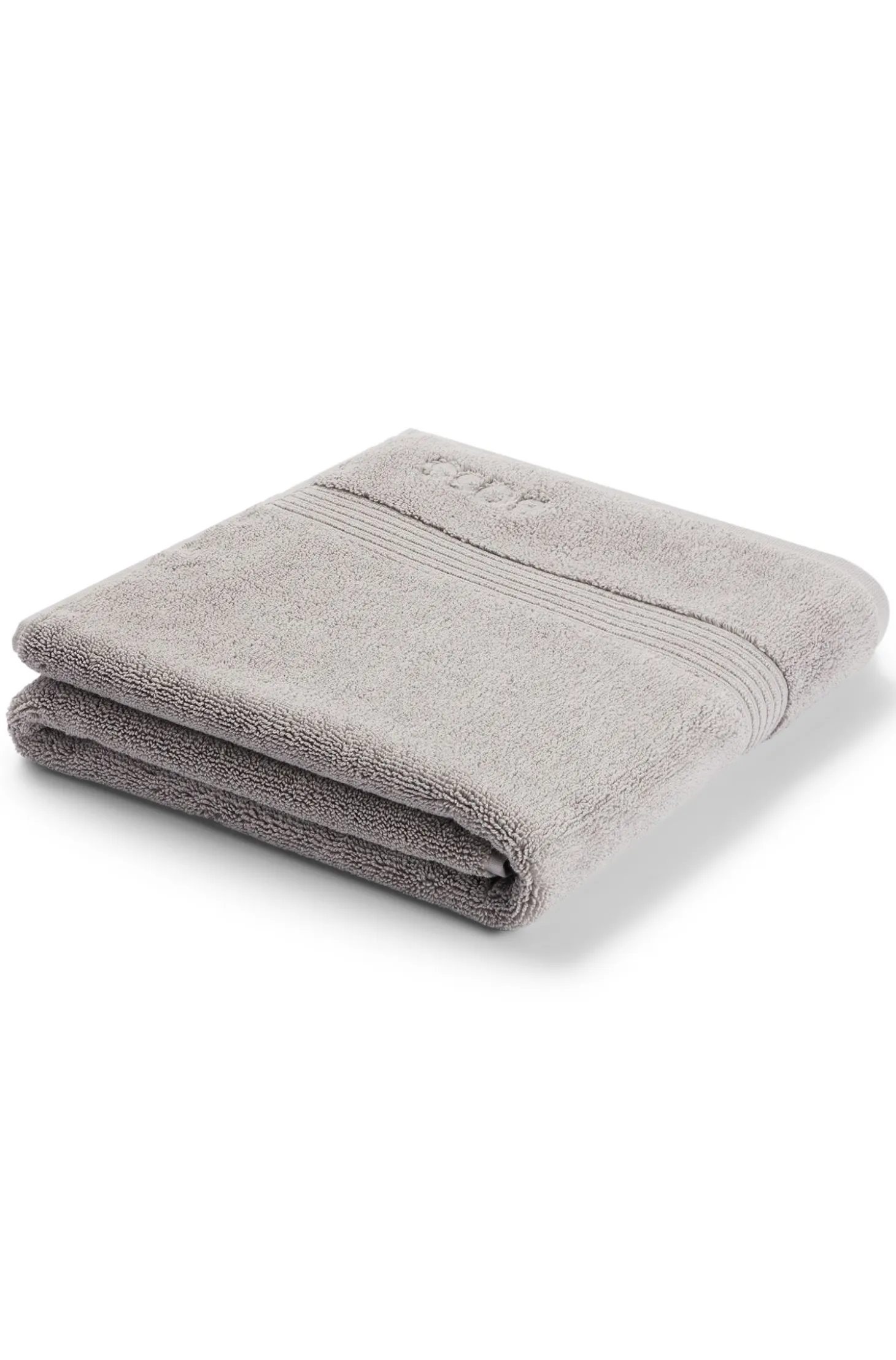 Cotton bath mat in silver with embroidered logo