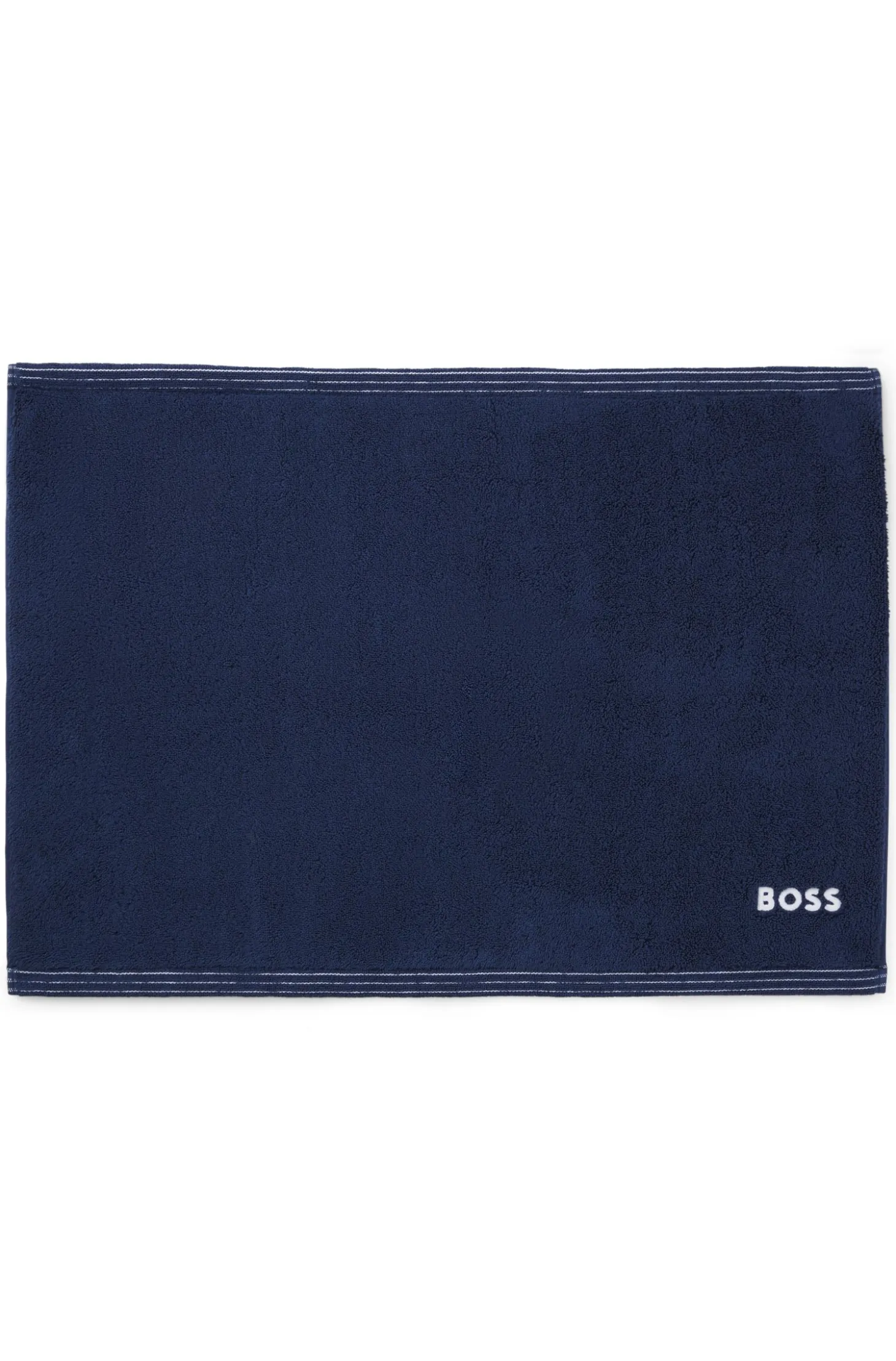 Cotton bath mat with contrast embroidered logo