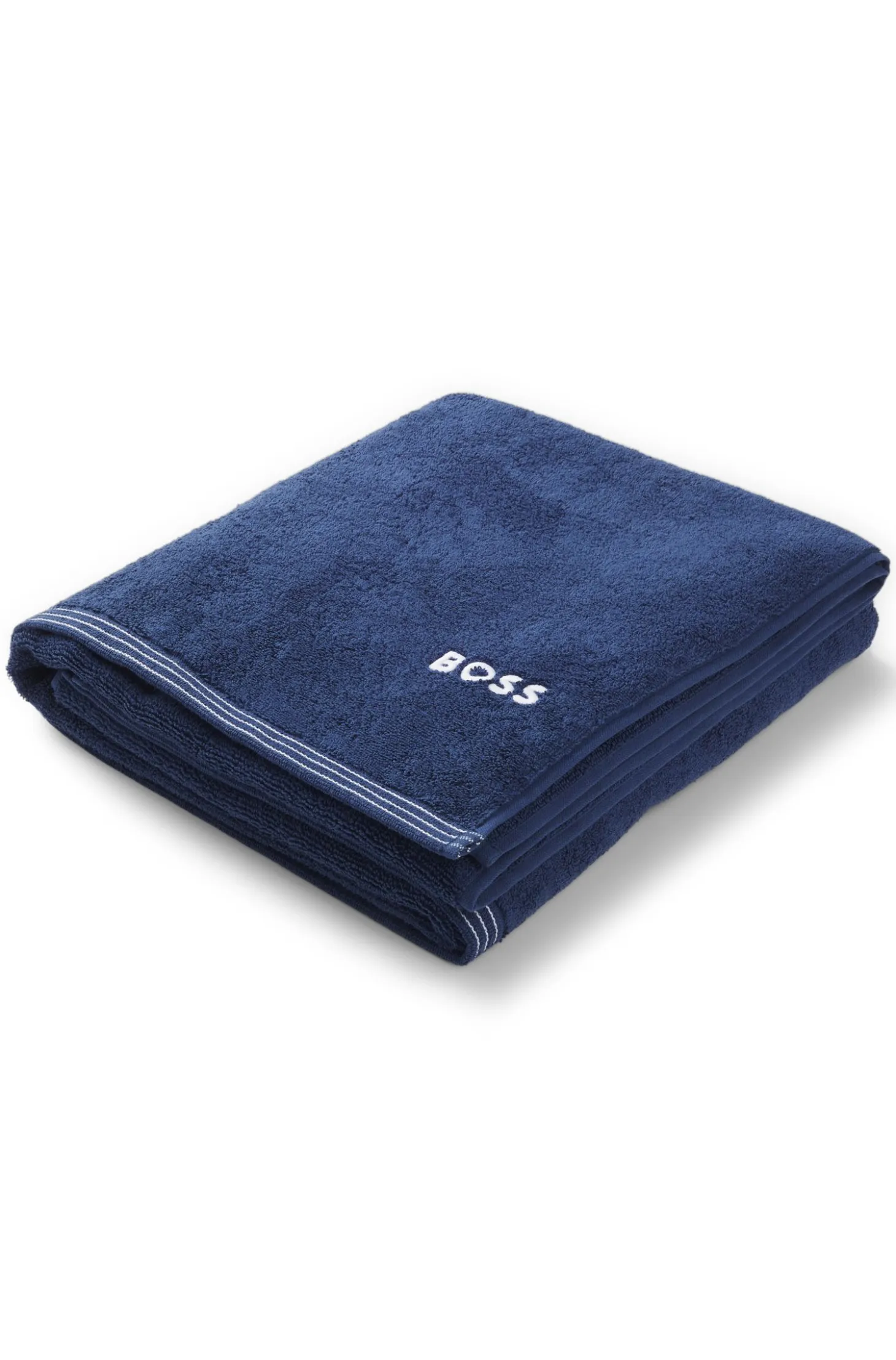 Cotton bath sheet with contrast embroidered logo