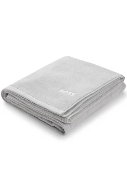Cotton bath sheet with contrast embroidered logo