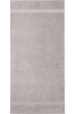 Cotton bath towel in silver with embroidered logo