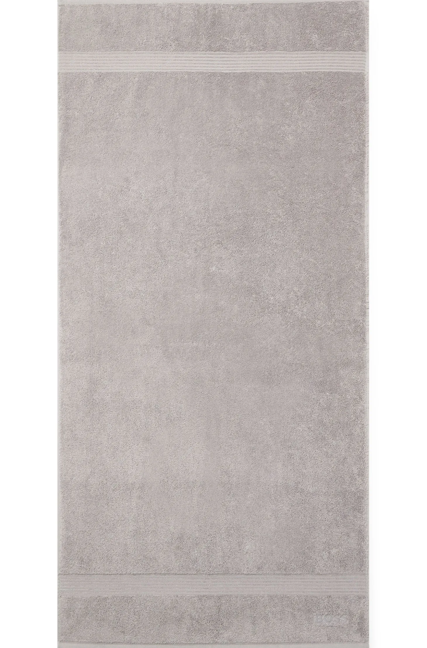 Cotton bath towel in silver with embroidered logo