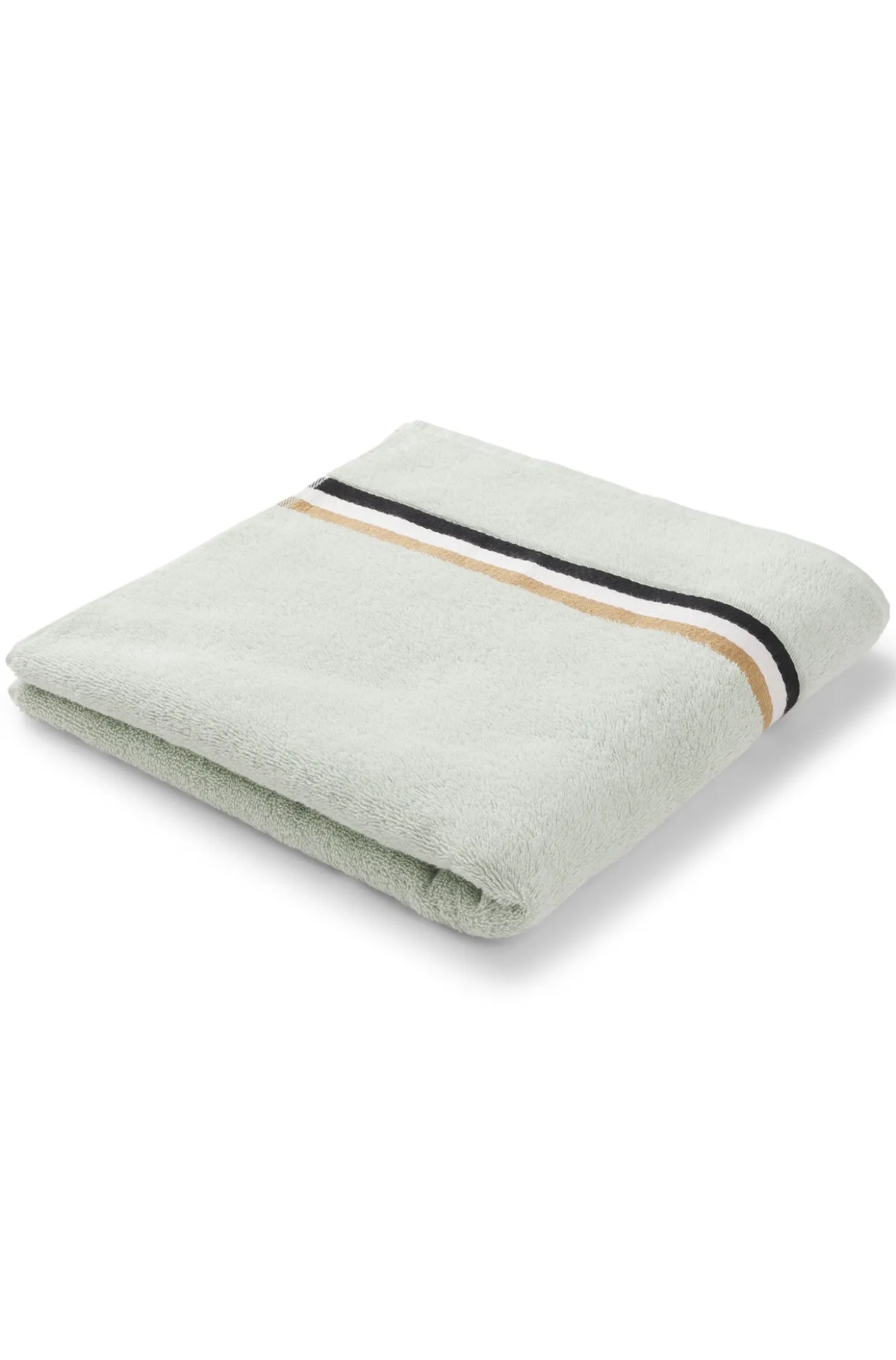 Cotton bath towel with signature-stripe border