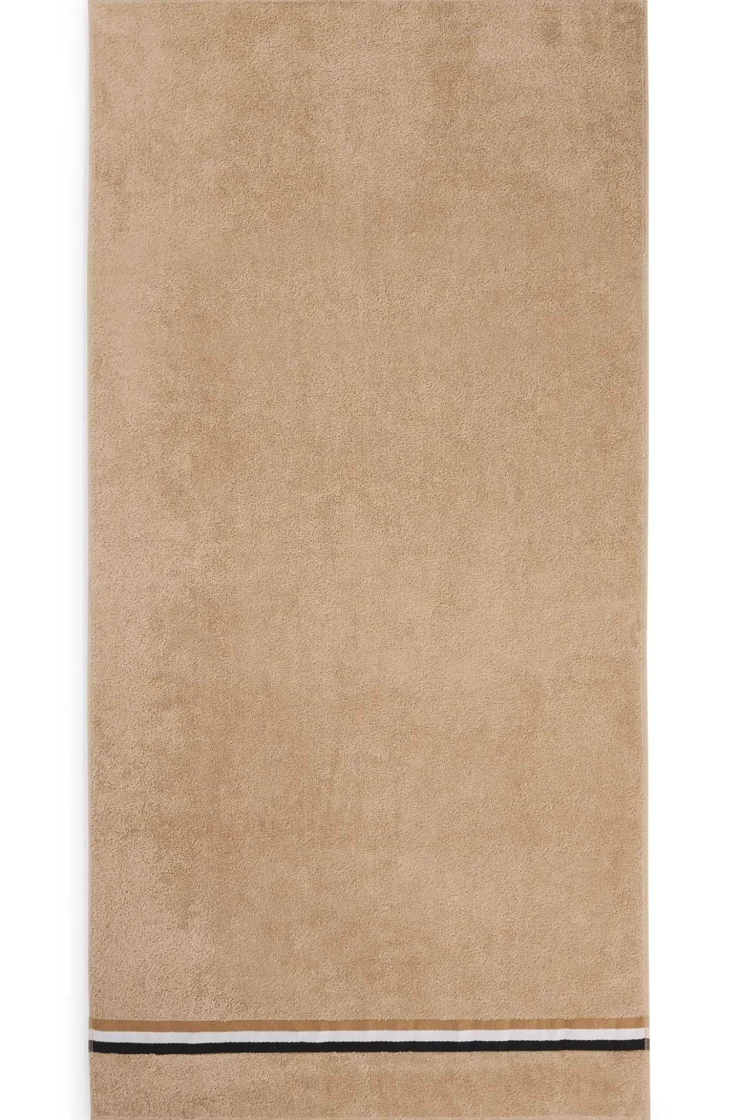 Cotton bath towel with signature-stripe border