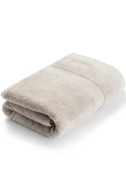 Cotton bath towel with tonal embroidered logo