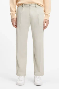 Cotton-blend chinos with pleat and patch pocket