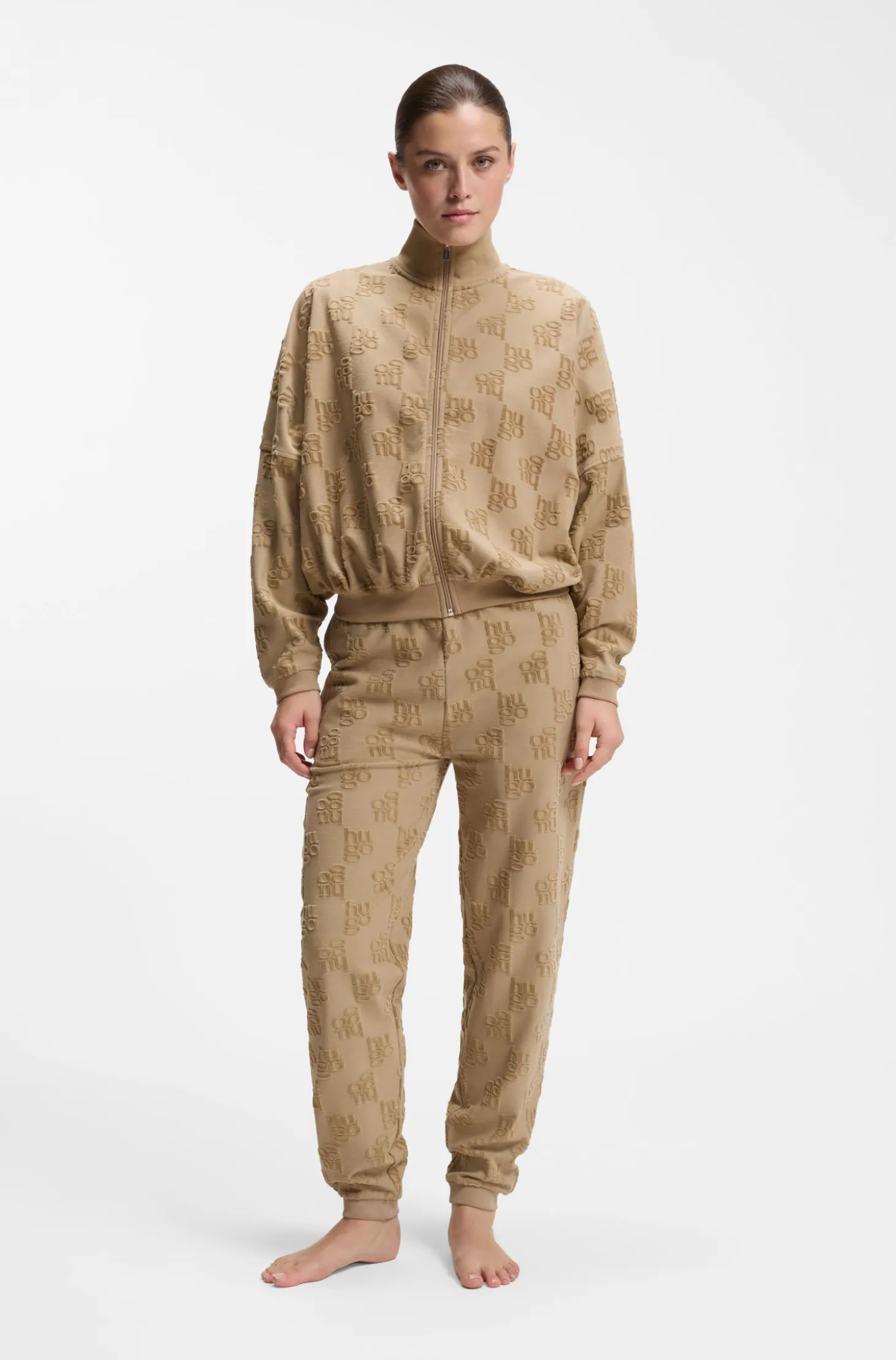 Cotton-blend jacket with all-over logo pattern