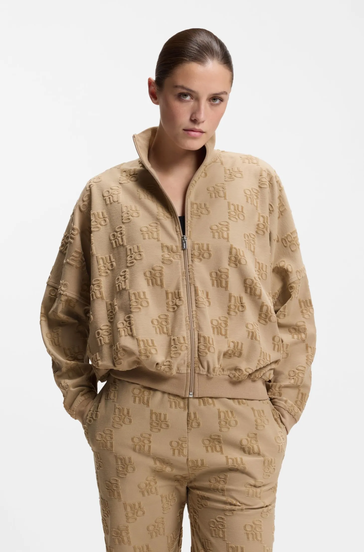 Cotton-blend jacket with all-over logo pattern