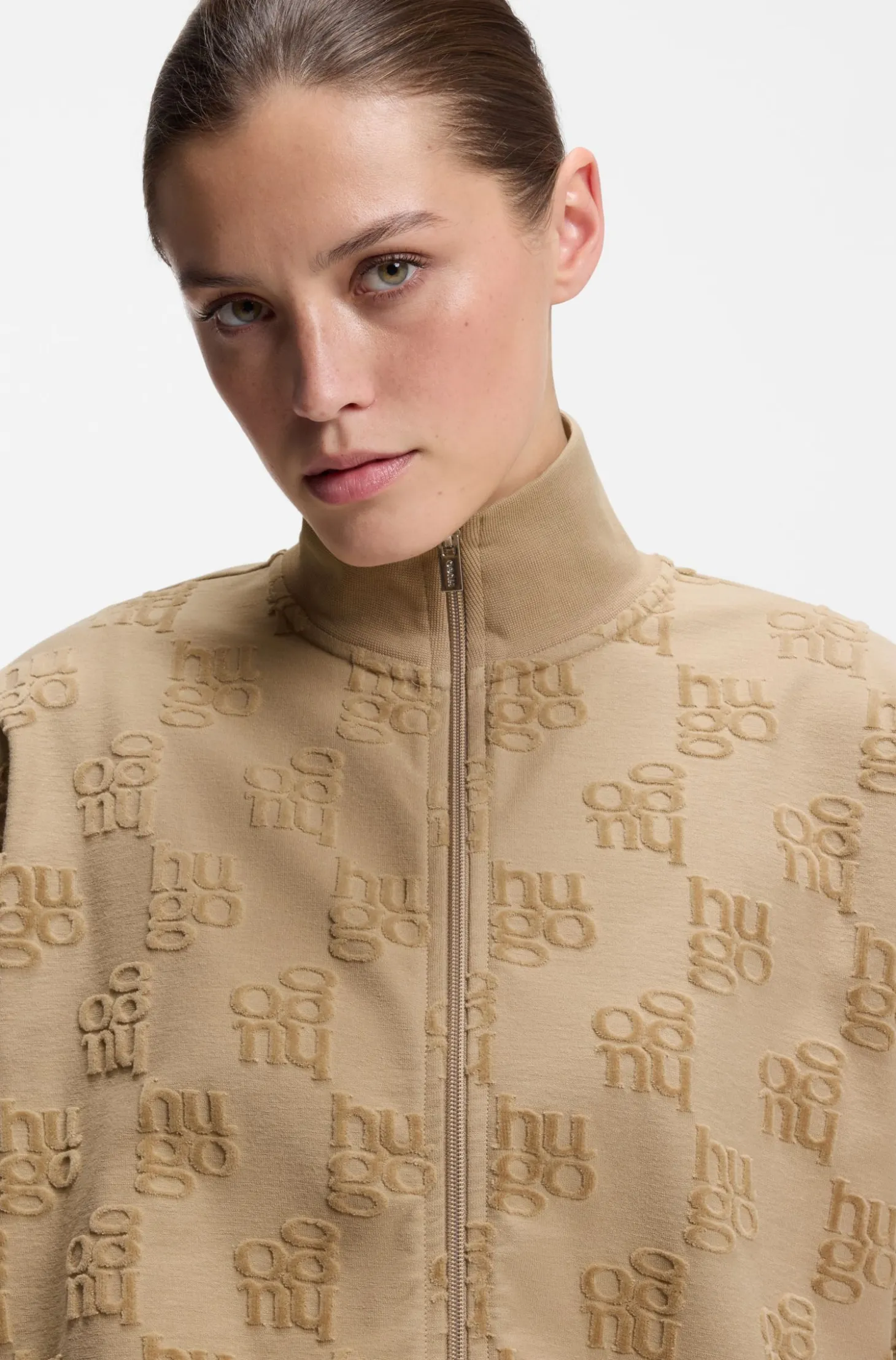 Cotton-blend jacket with all-over logo pattern