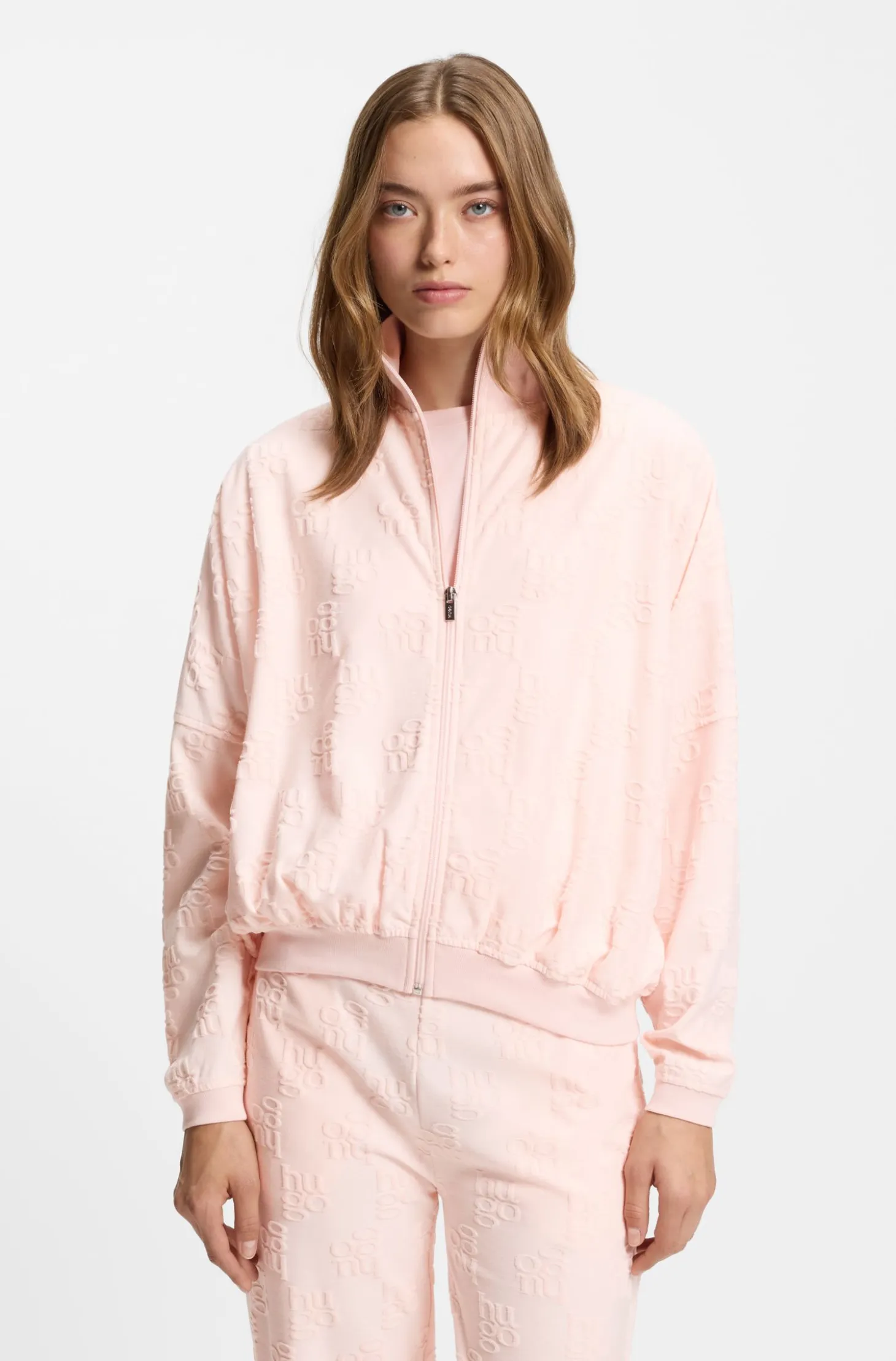 Cotton-blend jacket with all-over logo pattern