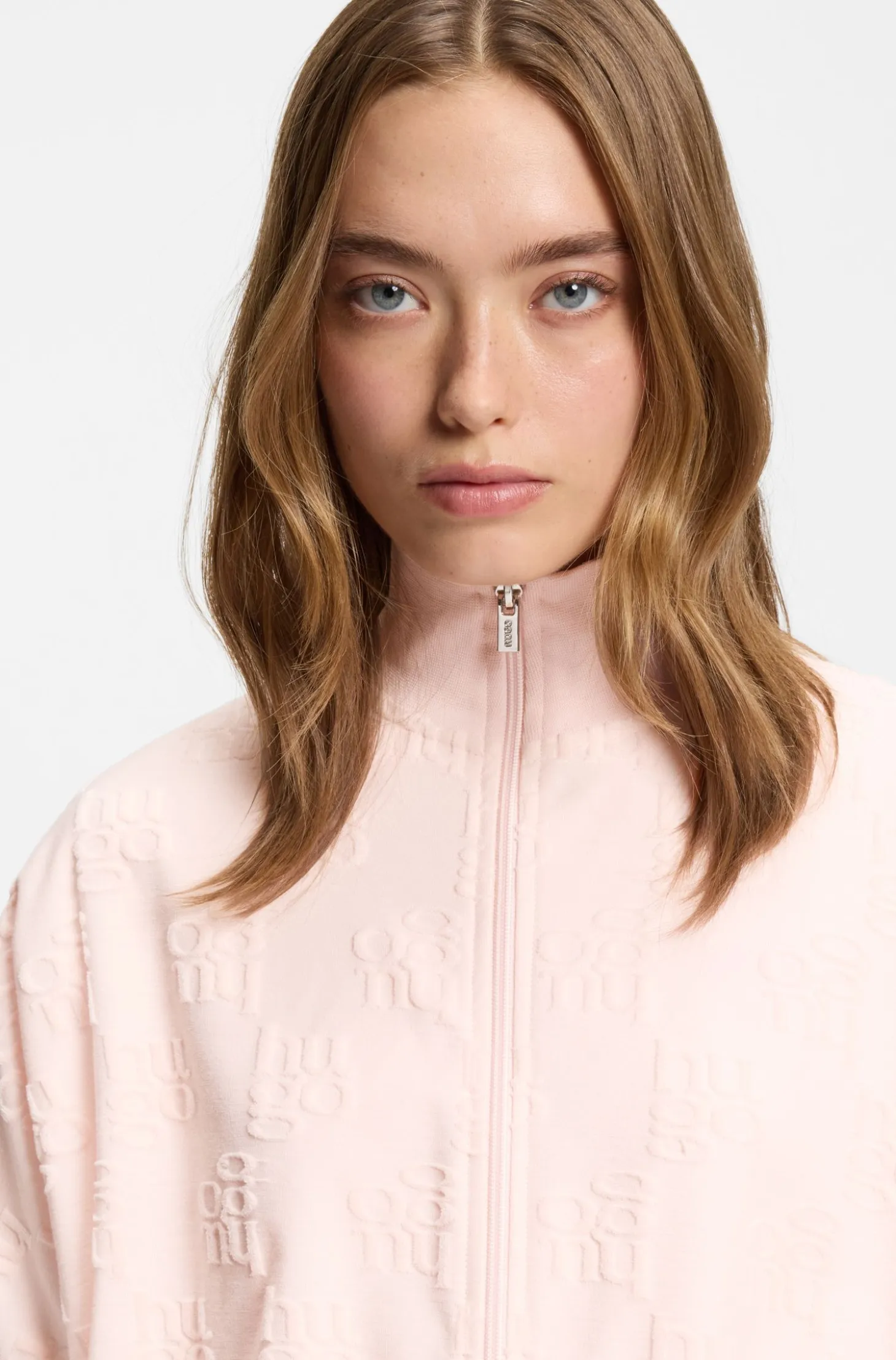 Cotton-blend jacket with all-over logo pattern
