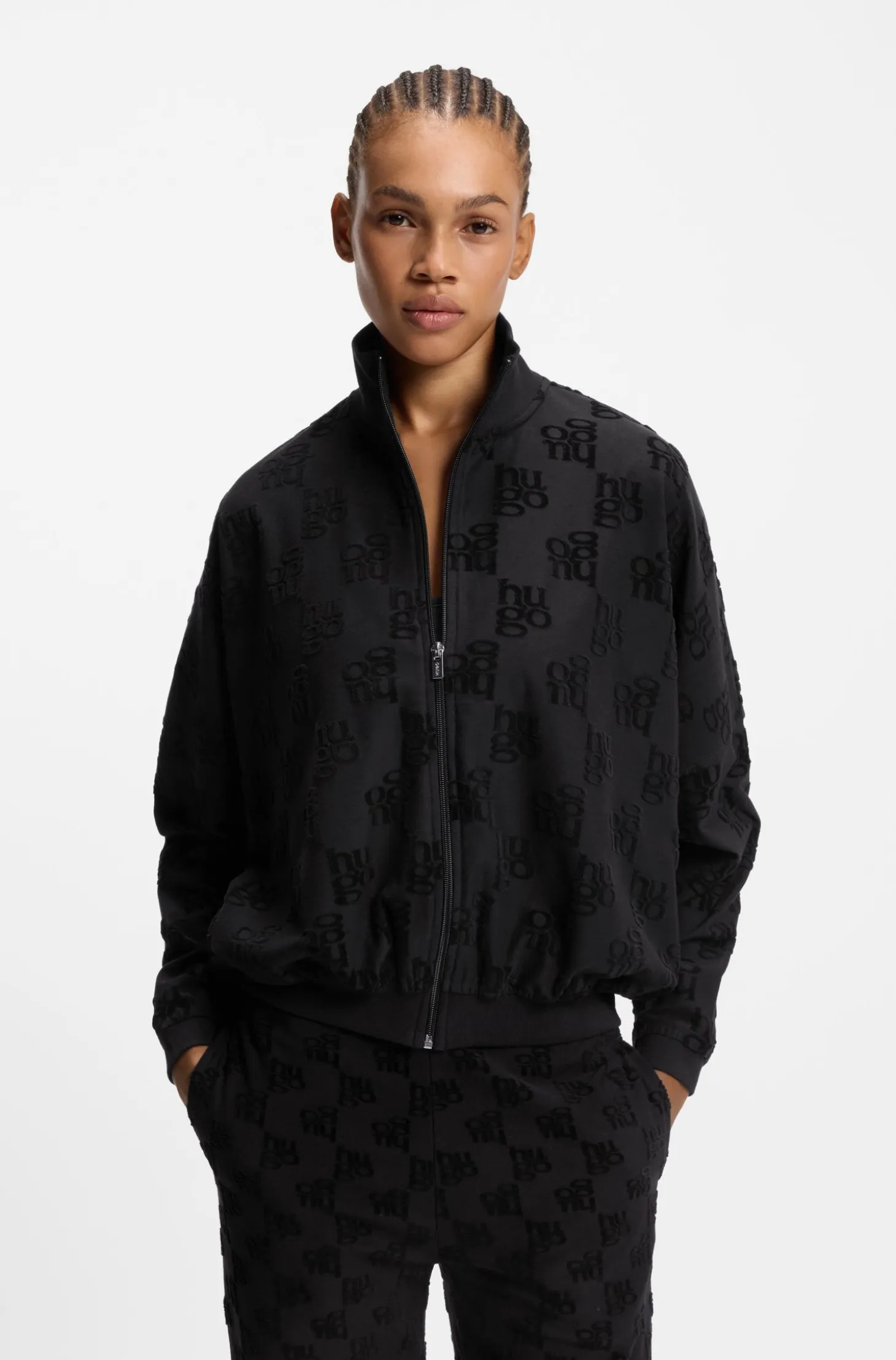 Cotton-blend jacket with all-over logo pattern