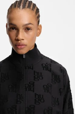 Cotton-blend jacket with all-over logo pattern