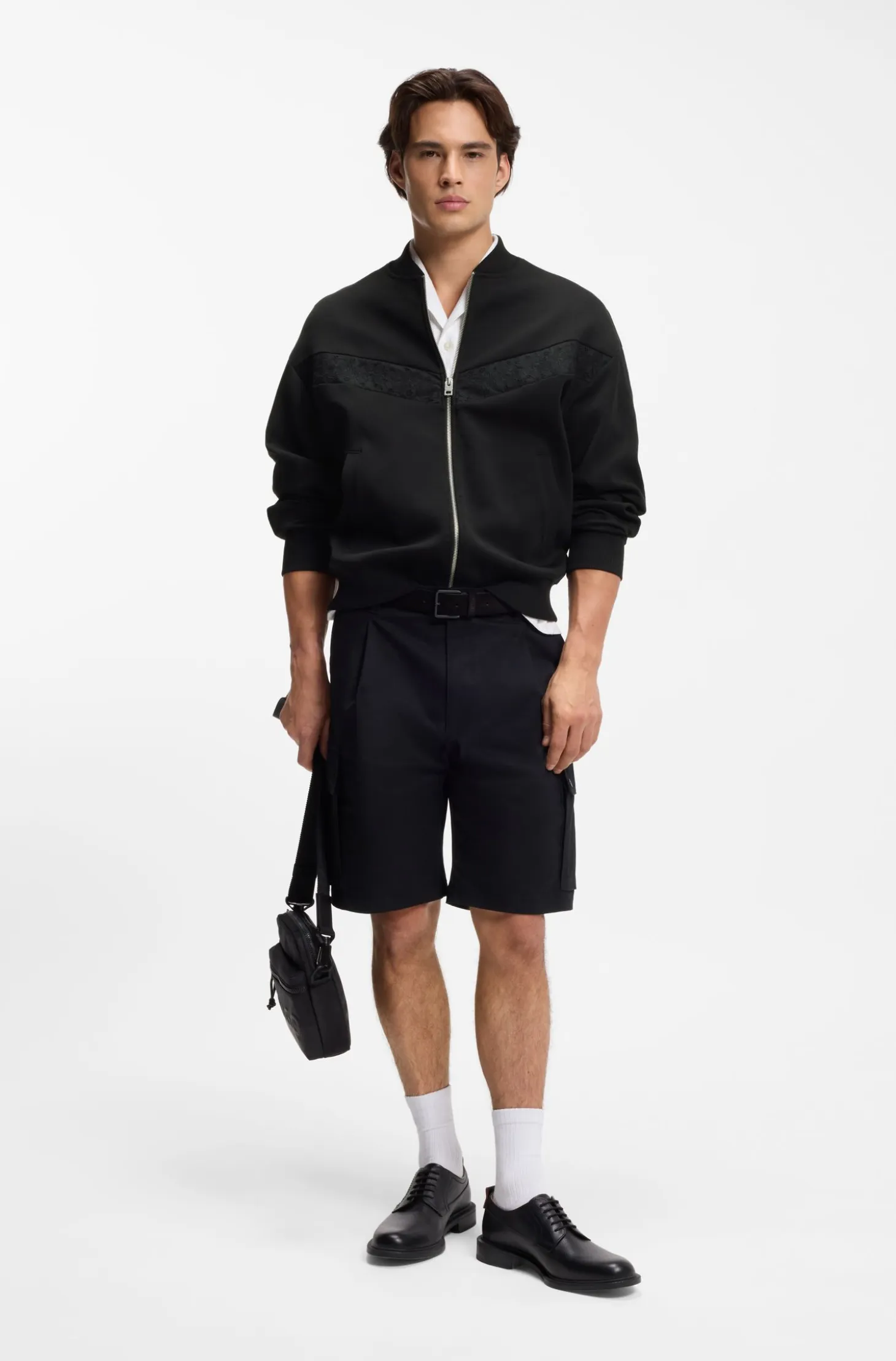 Cotton-blend jacket with broderie stripes