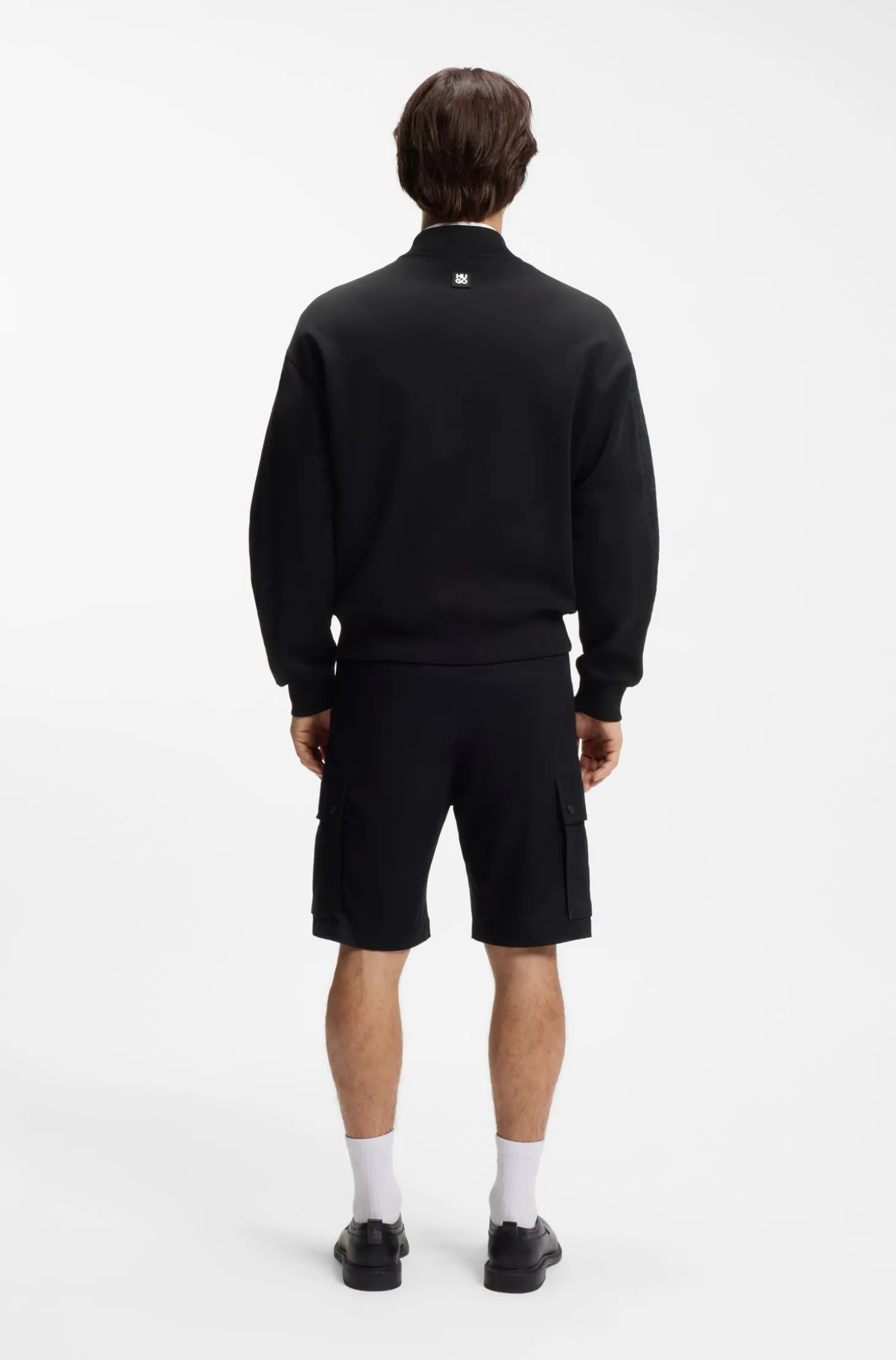 Cotton-blend jacket with broderie stripes