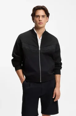 Cotton-blend jacket with broderie stripes