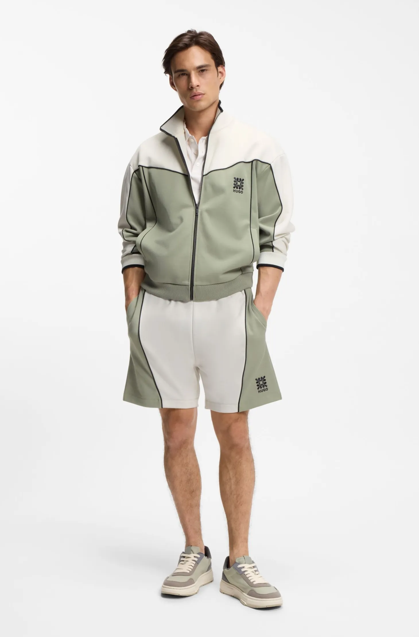 Cotton-blend jacket with embroidered logo artwork